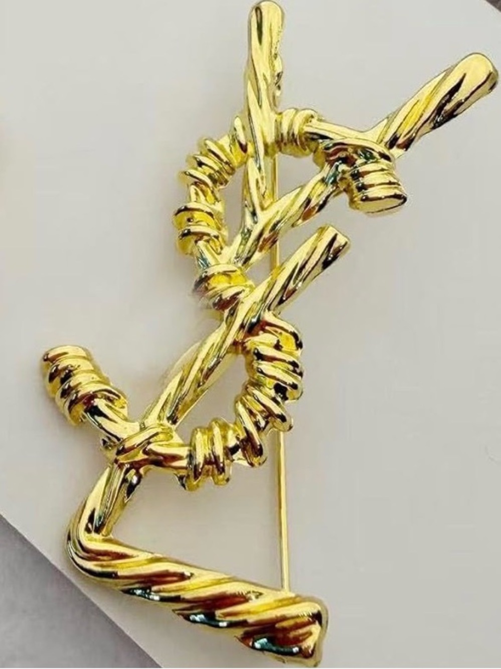 🆕 Saint Laurent YSL Logo Brooch - Picture 3 of 6